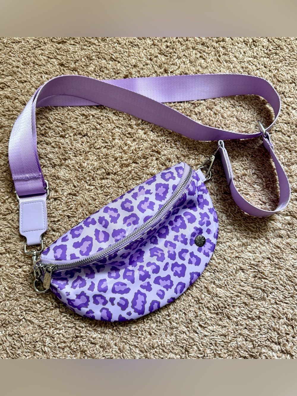 NWOT Nylon Sling Back Purple Leopard